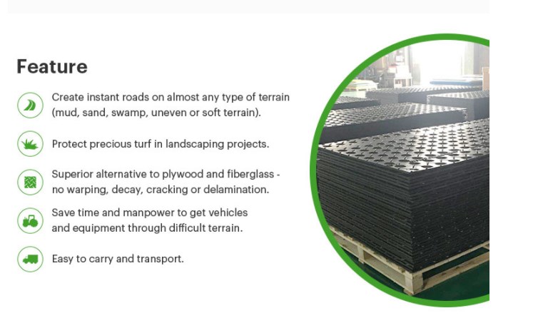 Durable heavy duty ground protection mats/ polyethylene construction temporary work platform